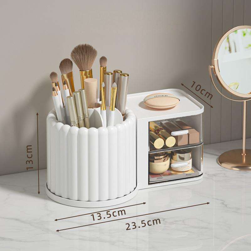Luxury Rotating Cosmetic Organizer - Round Plastic Desk & Vanity Storage Holder