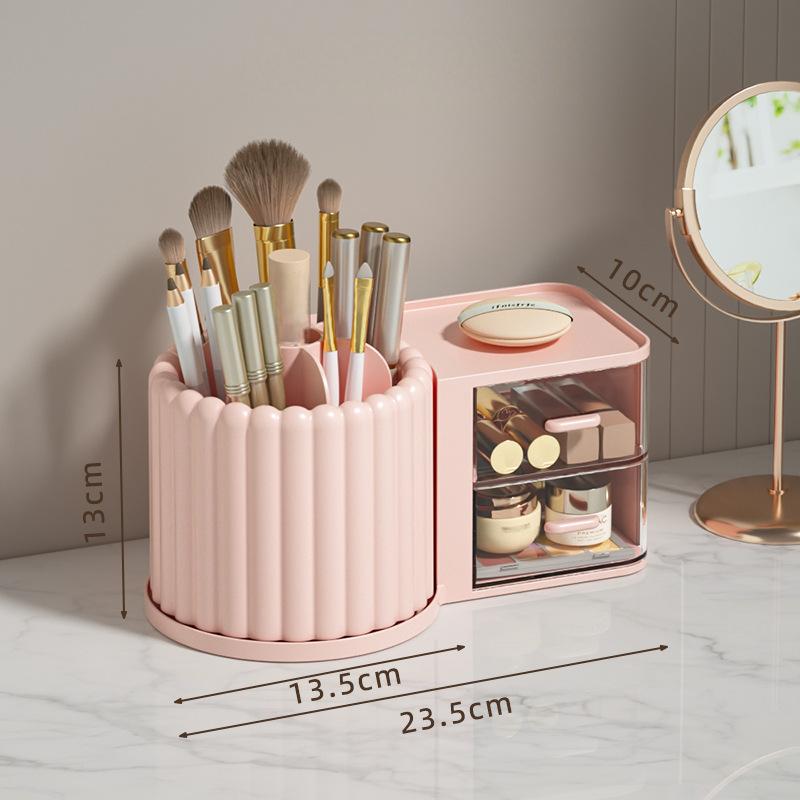 Luxury Rotating Cosmetic Organizer - Round Plastic Desk & Vanity Storage Holder
