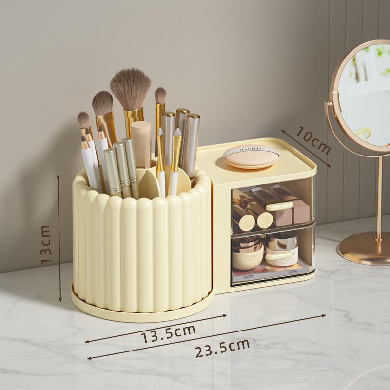 Luxury Rotating Cosmetic Organizer - Round Plastic Desk & Vanity Storage Holder