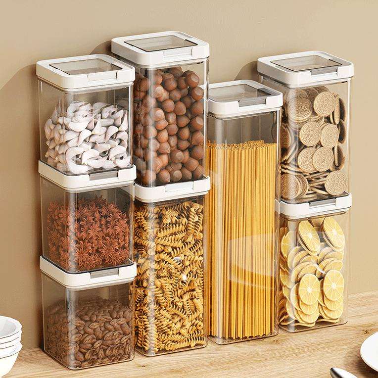 Sealed Food Storage Container - Food-Grade Clear PET Grain Jar with Lift-Up Lid
