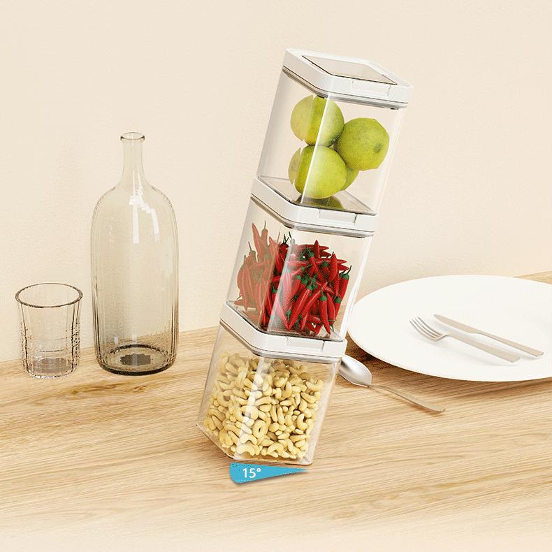 Sealed Food Storage Container - Food-Grade Clear PET Grain Jar with Lift-Up Lid