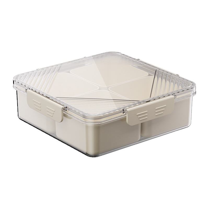Lidded Rectangular Plastic Tray - Sealed Snack & Fruit Storage Tray for Coffee Table