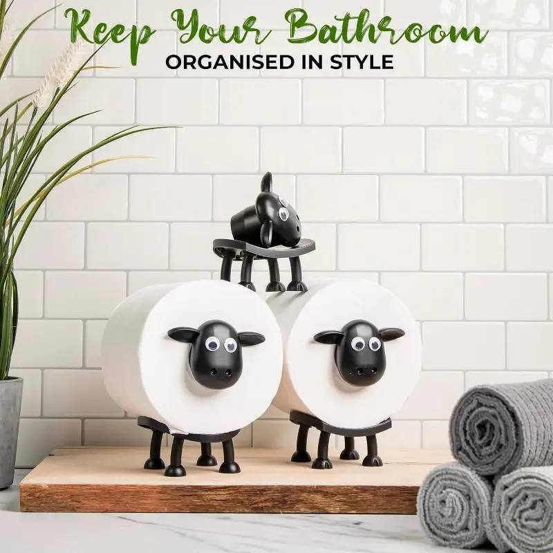 Cute Sheep-Shaped Toilet Paper Holder - ABS Movable Standing Bathroom Tissue Stand