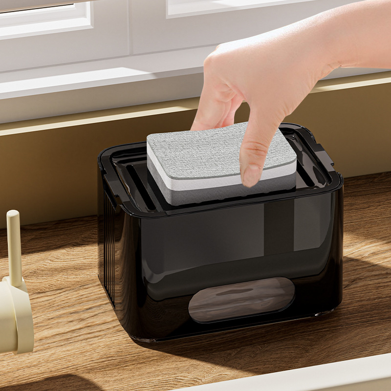2-in-1 Manual Press Soap Dispenser - PP Kitchen Sink Dish Soap Dispenser, 26x11x13cm