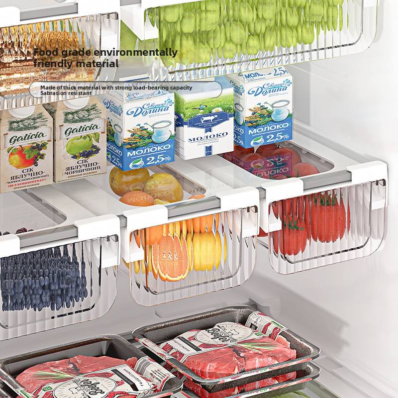 Food-Grade Fridge Hanging Drawer Organizer - Large Pull-Out Fruit & Vegetable Bin