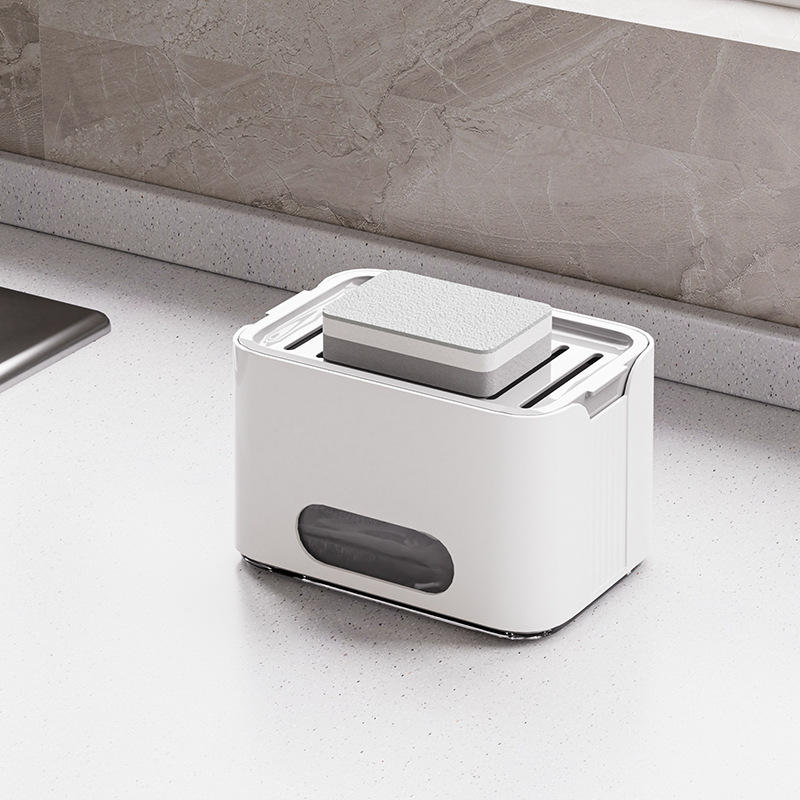 2-in-1 Kitchen Soap Dispenser - Manual Press Dish & Hand Soap Container, 15x11x9cm
