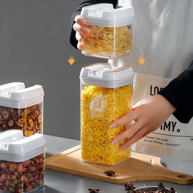 Sealed Cereal & Snack Storage Container - Dust-Proof Plastic Food Jar with Easy-Open Lid
