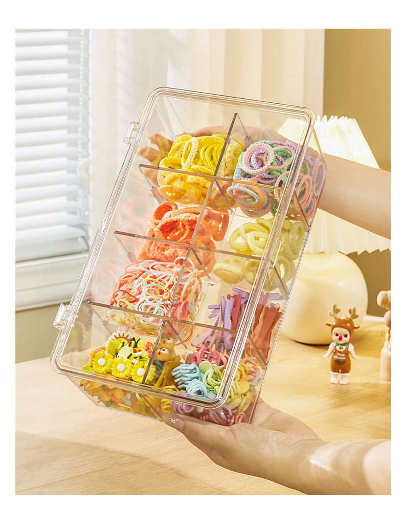 Flip-Top PET Compartment Storage Box - Upright Dust-Proof Vanity & Makeup Organizer