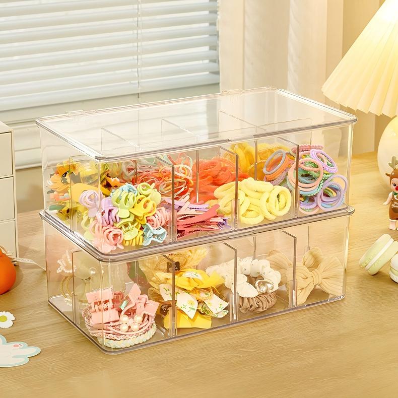 Flip-Top PET Compartment Storage Box - Upright Dust-Proof Vanity & Makeup Organizer
