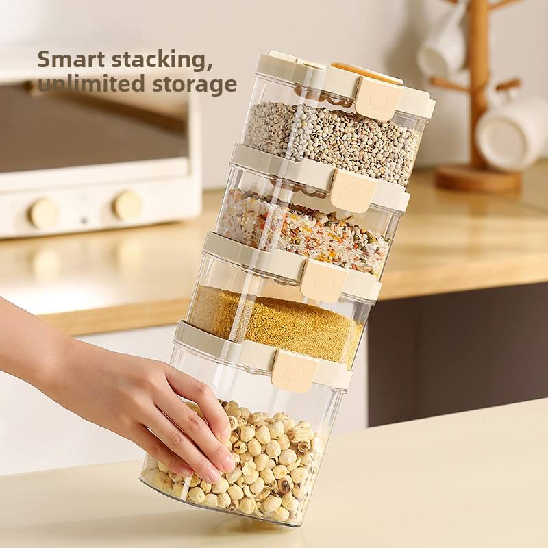 Food-Grade Sealed Storage Jar with Lid - Stackable Clear Grain & Snack Container