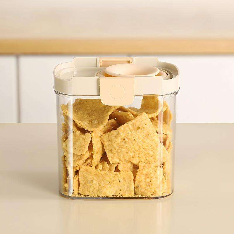 Food-Grade Sealed Storage Jar with Lid - Stackable Clear Grain & Snack Container