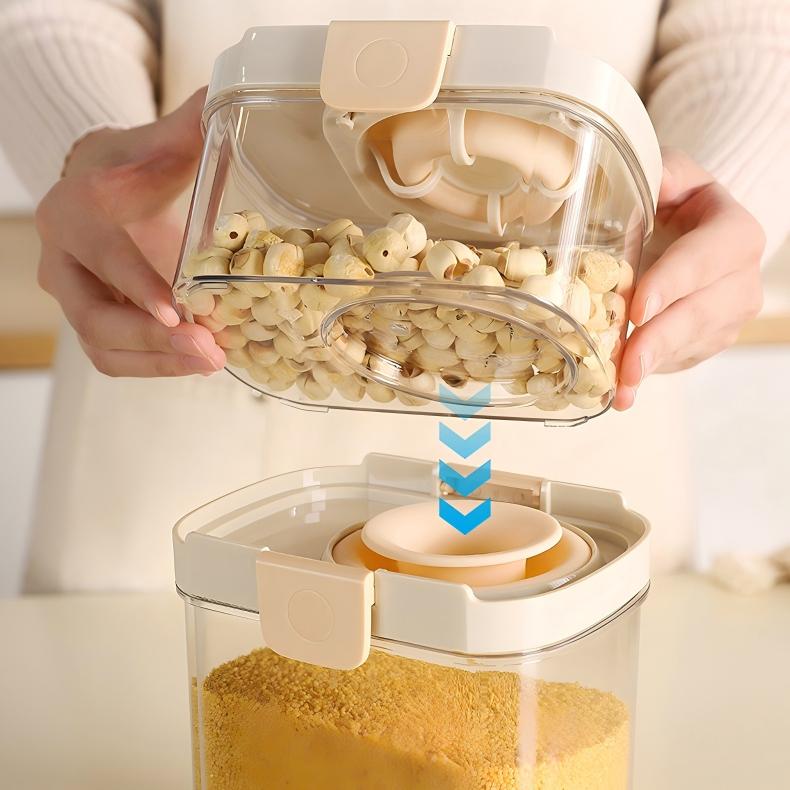 Food-Grade Sealed Storage Jar with Lid - Stackable Clear Grain & Snack Container