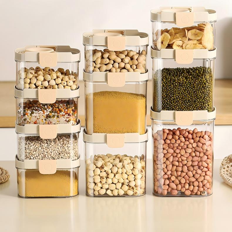 Food-Grade Sealed Storage Jar with Lid - Stackable Clear Grain & Snack Container