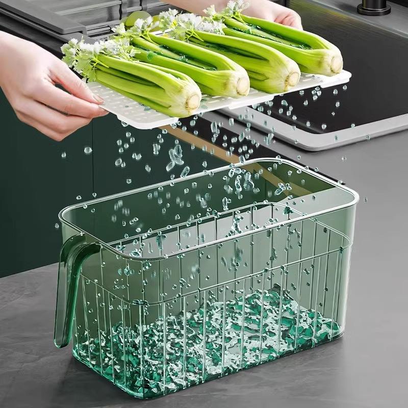 Food-Grade Lidded Fridge Storage Box - Divided Plastic Container for Fruit & Vegetables
