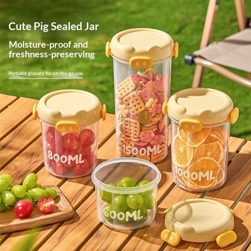 Sealed Moisture-Proof Food Jar - Portable Plastic Container for Picnics & Snacks