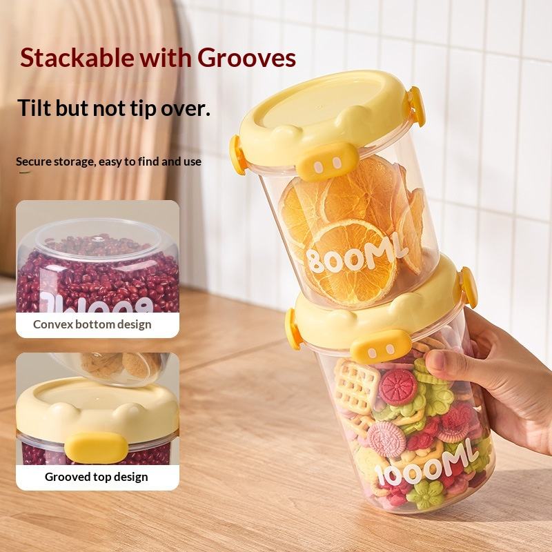 Sealed Moisture-Proof Food Jar - Portable Plastic Container for Picnics & Snacks