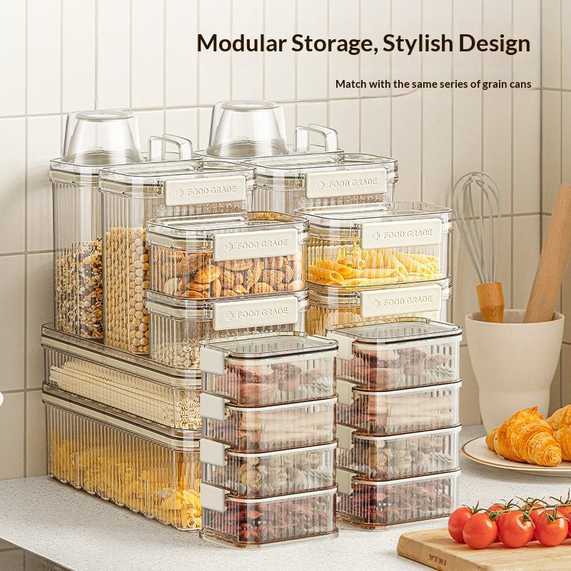 Square Sealed Storage Jar - Food-Grade Plastic Container for Grains, Spices & Nuts