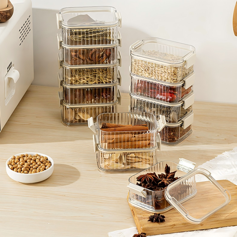 Square Sealed Storage Jar - Food-Grade Plastic Container for Grains, Spices & Nuts
