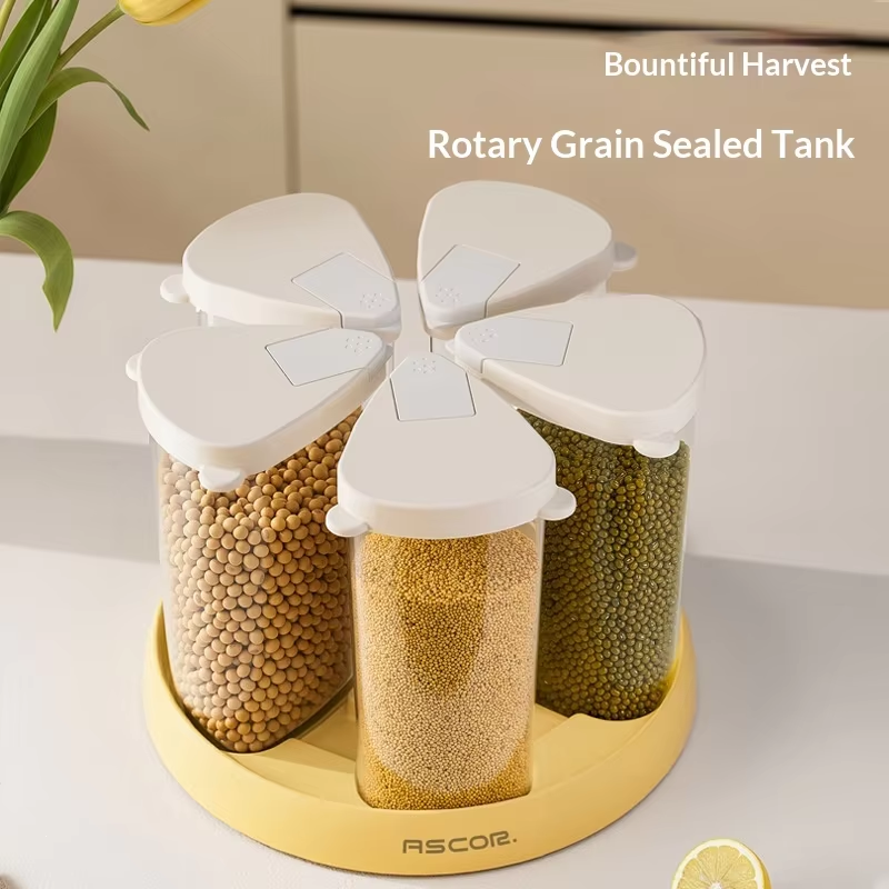 Sealed Rotatable Grain Container - Food-Grade ABS+PET+PP Moisture & Insect Proof Bin