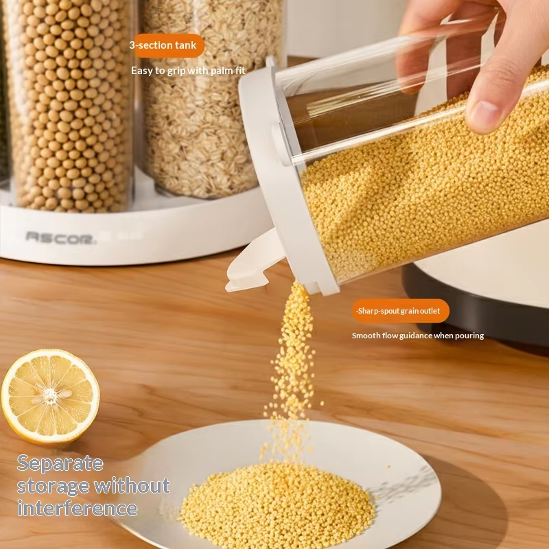 Sealed Rotatable Grain Container - Food-Grade ABS+PET+PP Moisture & Insect Proof Bin