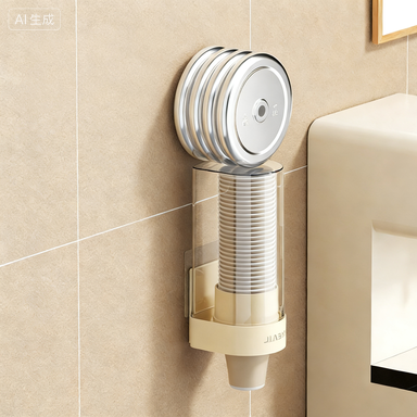 Wall-Mounted Disposable Cup Rack - No-Drill Plastic Cup Storage Holder