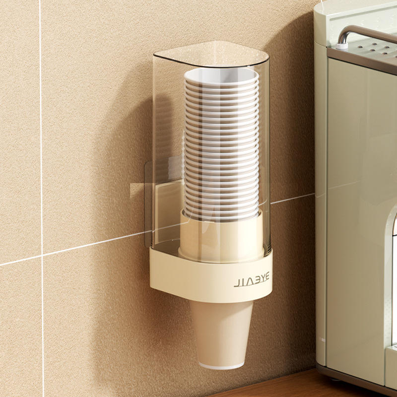 Wall-Mounted Disposable Cup Rack - No-Drill Plastic Cup Storage Holder