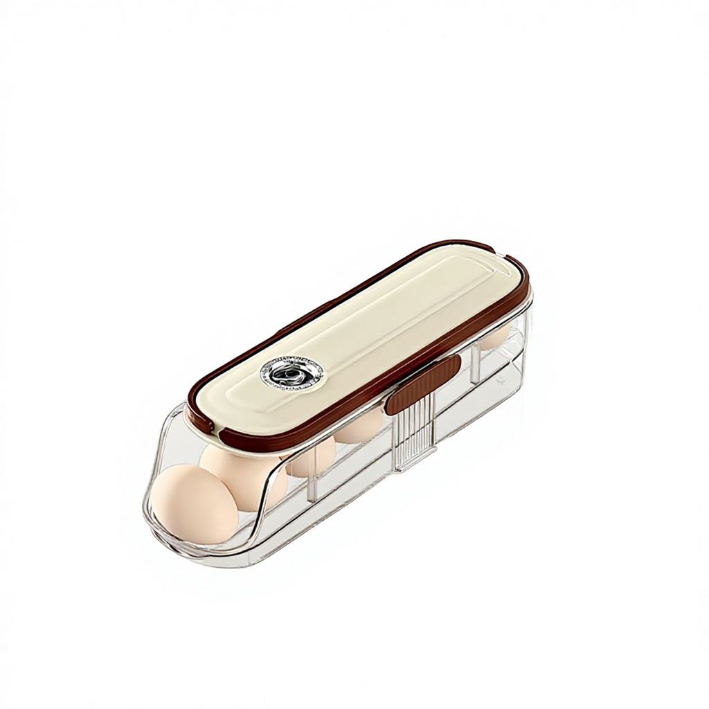 PP Single-Row Egg Storage Box - Portable Fridge Side-Door Egg & Food Container