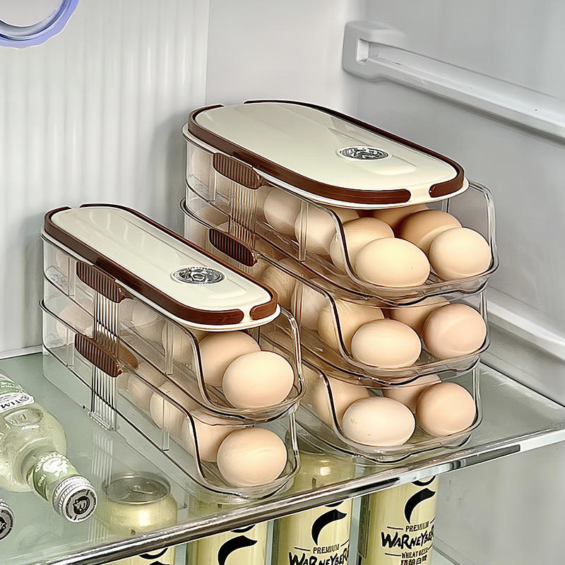 PP Single-Row Egg Storage Box - Portable Fridge Side-Door Egg & Food Container