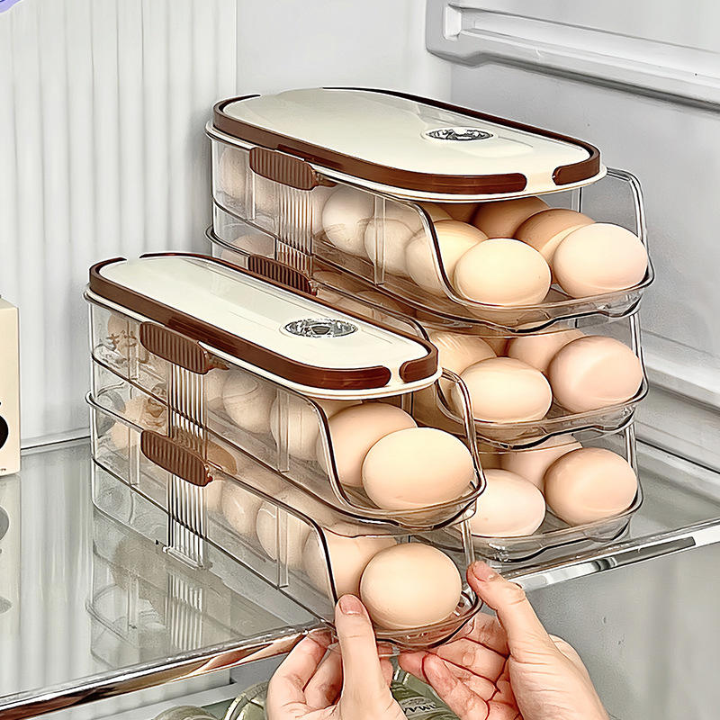 PP Single-Row Egg Storage Box - Portable Fridge Side-Door Egg & Food Container