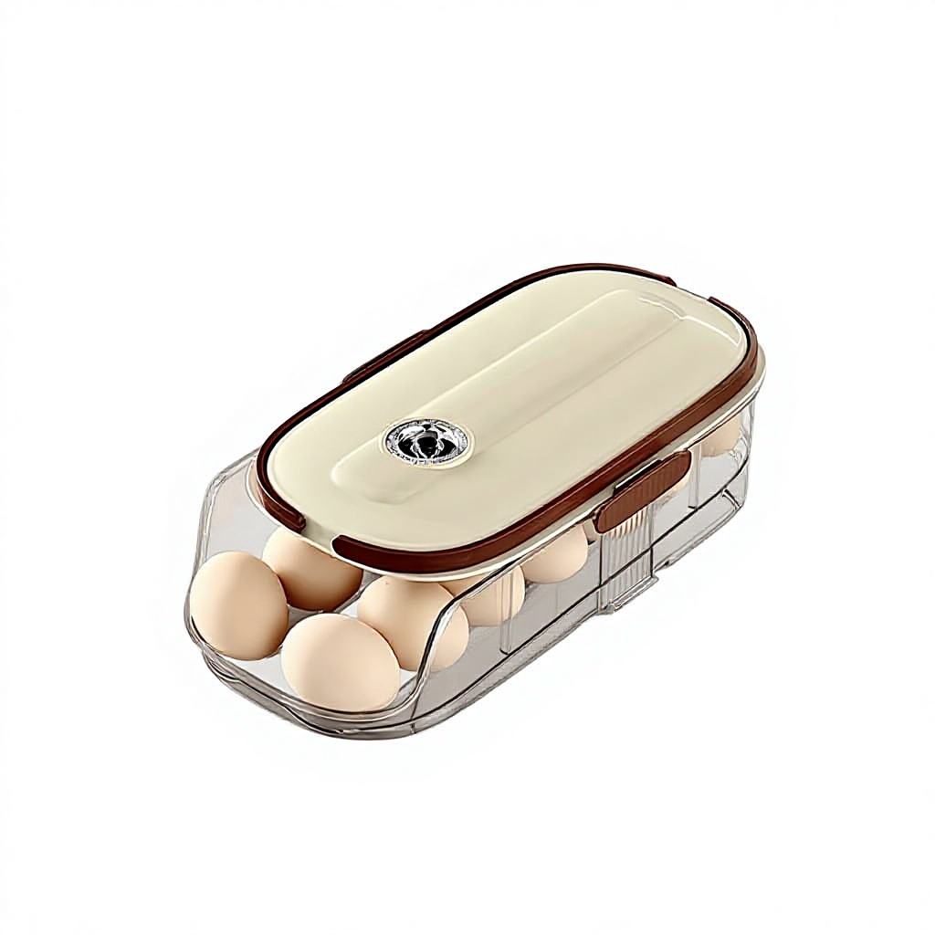PP Double-Row Egg Storage Rack - Portable Fridge Side-Door Egg & Food Container