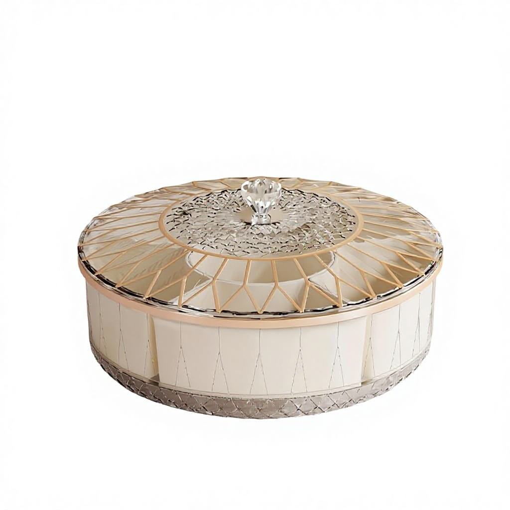 Luxury Divided Snack Box - Eco-Friendly PP Round Sealed Dried Fruit Container, 29cm