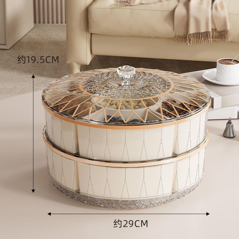 Luxury Divided Snack Box - Eco-Friendly PP Round Sealed Dried Fruit Container, 29cm
