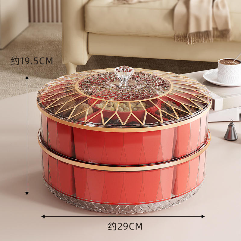 Luxury Divided Snack Box - Eco-Friendly PP Round Sealed Dried Fruit Container, 29cm