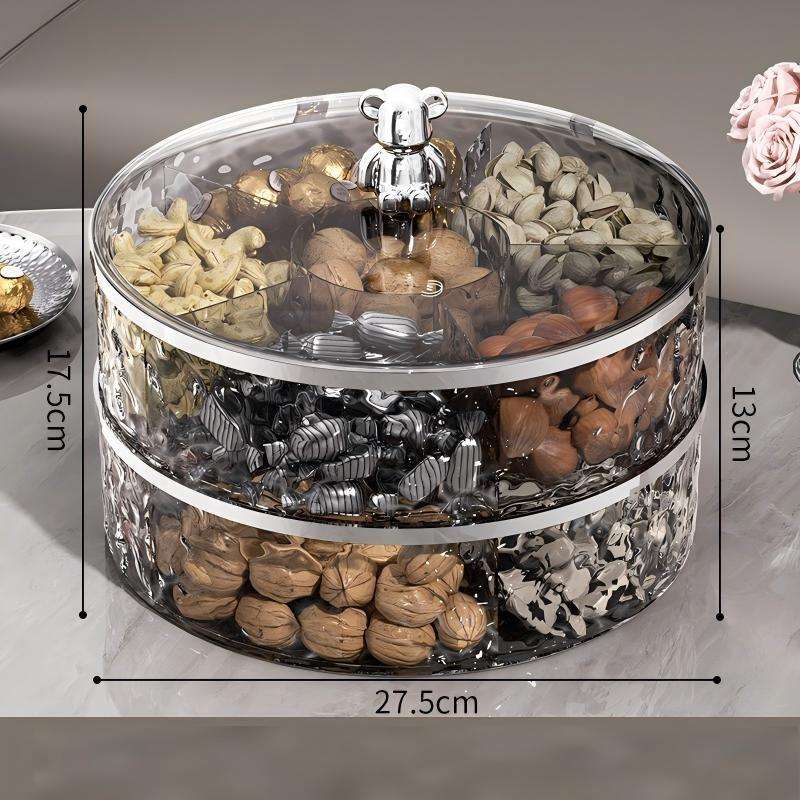 2-Layer Nut Plate - Light-Luxury Airtight Sealed Snack Storage Box, 27.5cm