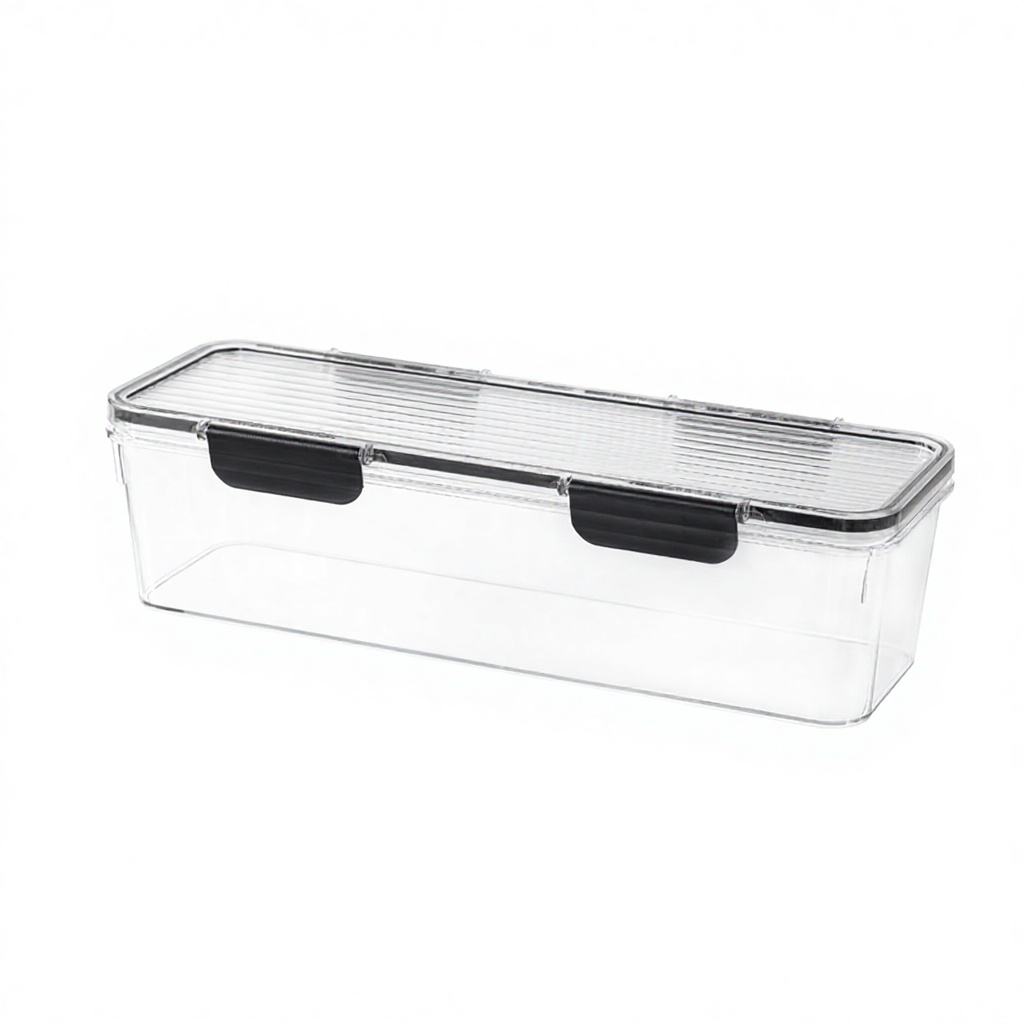 PP Moisture-Proof Storage Container - Food-Grade Rectangular Fridge Box, 30x10x8cm