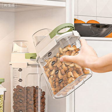 Food-Grade Square Storage Container - Sealed PET+PP Box for Grains, 21x9.5x26cm