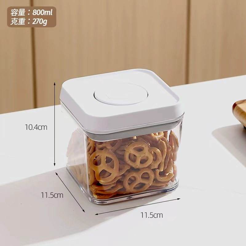 Food-Grade Square Storage Container - Push-Sealed Moisture-Proof Grain Box