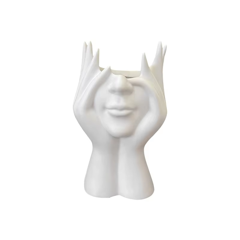 Face-Shaped Decorative Vase - Creative Modern Plastic Vase for Living Room Decor