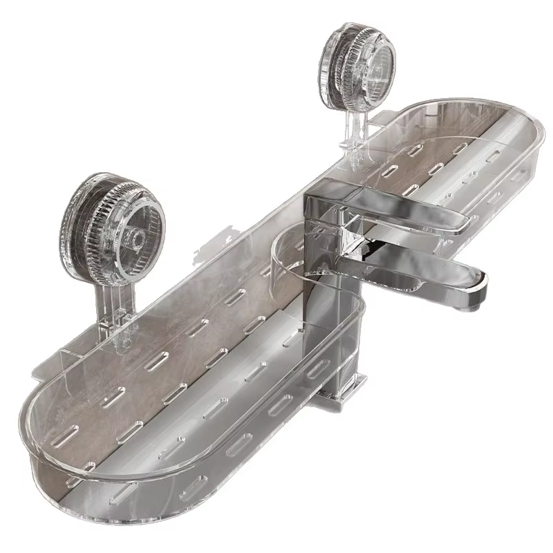 Suction Wall-Mounted Shower Shelf - No-Drill Removable PE Rack for Bathroom & Kitchen