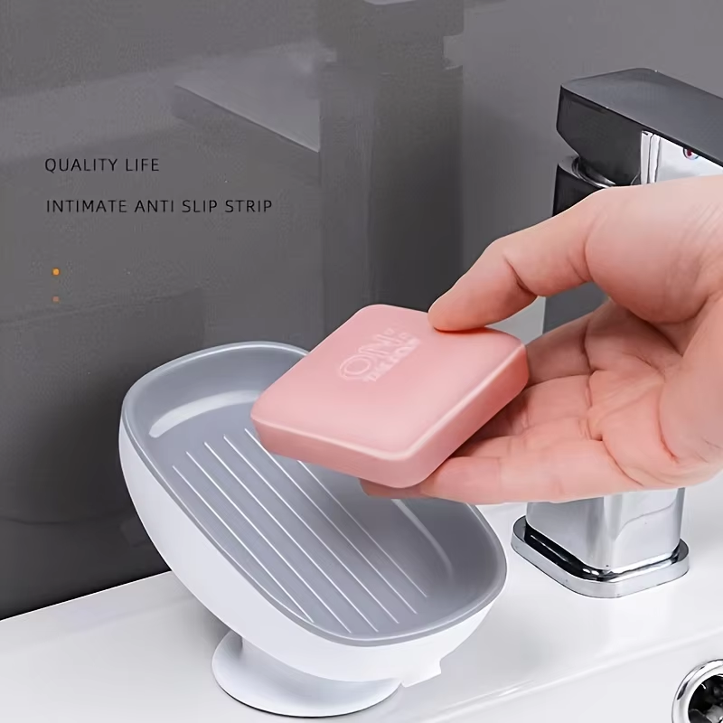 Super Suction Soap Dish with Drainage - PP Oval Light-Luxury Bathroom Soap Holder