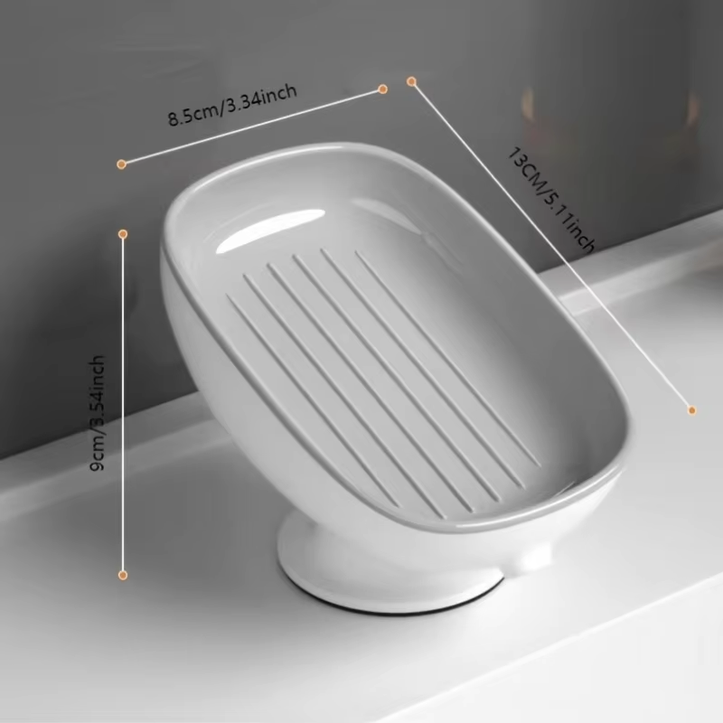 Super Suction Soap Dish with Drainage - PP Oval Light-Luxury Bathroom Soap Holder
