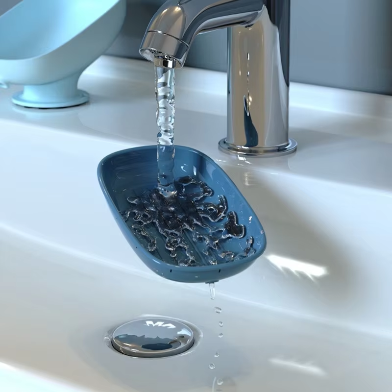 Super Suction Soap Dish with Drainage - PP Oval Light-Luxury Bathroom Soap Holder