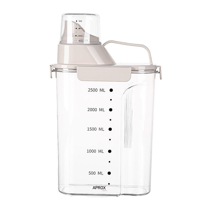 Sealed Grain Storage Container - Transparent Grey Food-Grade Plastic Jar for Flour