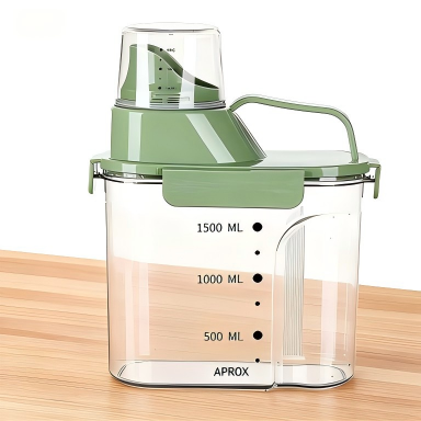 Sealed Grain Dispenser - Transparent Green Plastic Cereal Container, Easy-Pour & Stackable