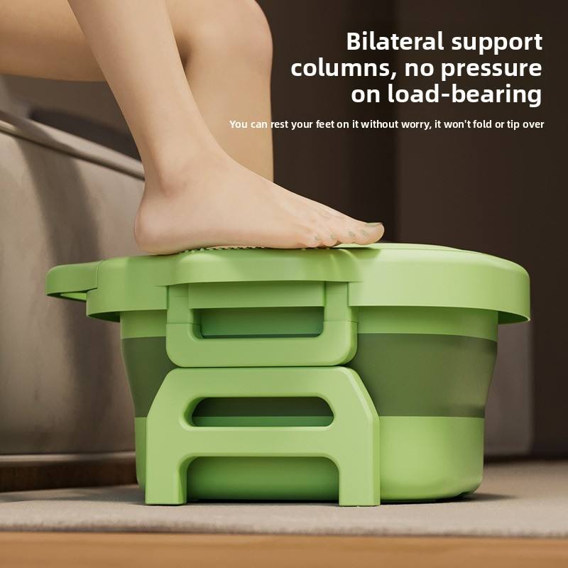 Foldable Foot Bath Bucket - Height-Adjustable Portable Soaking Tub with Massage Points