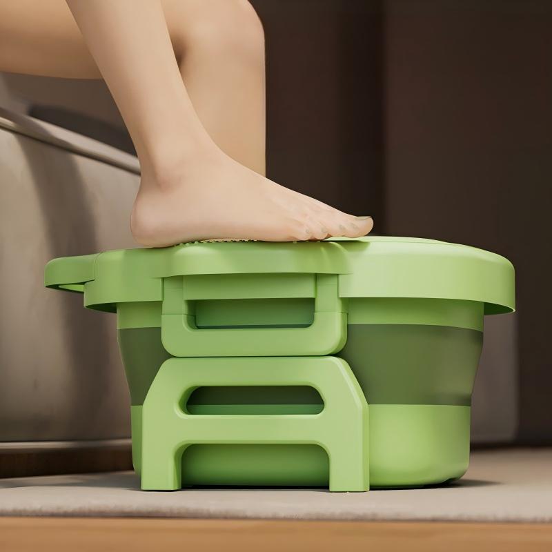 Foldable Foot Bath Bucket - Height-Adjustable Portable Soaking Tub with Massage Points