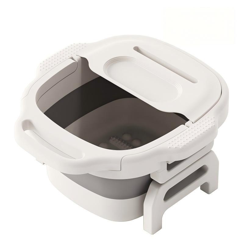 Foldable Foot Bath Bucket - Height-Adjustable Portable Soaking Tub with Massage Points