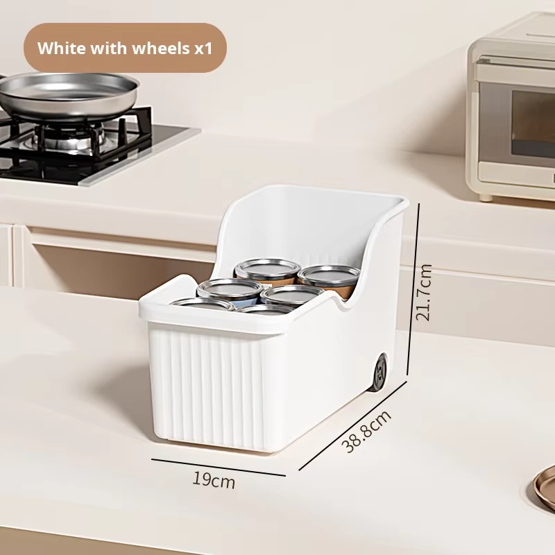 Slim Cabinet Gap Storage Box with Wheels - Stackable Slide-Out Organizer