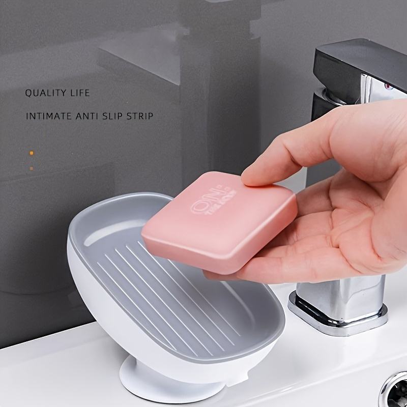 High-Suction Oval Soap Dish with Drainage and Sponge Holder