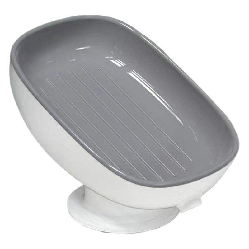 High-Suction Oval Soap Dish with Drainage and Sponge Holder